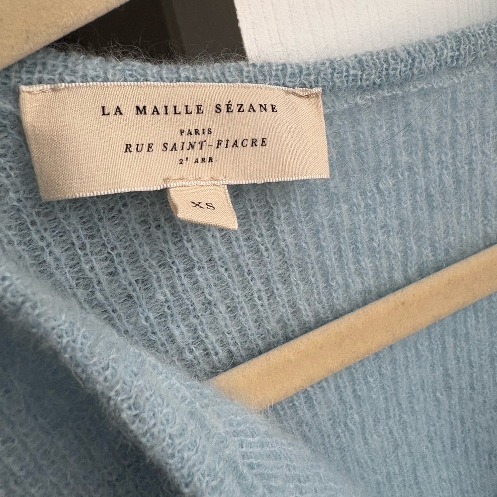 Sezane Light Sky Blue Women's Gaspard Sweater - Picture 2 of 3